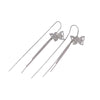 925 Sterling Silver Simple Bow Earrings For Women With Diamond Accents And Long Tassel Drop Design