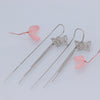 925 Sterling Silver Simple Bow Earrings For Women With Diamond Accents And Long Tassel Drop Design