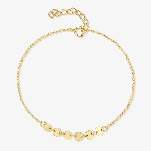 925 Sterling Silver Simple Disc Circle Electroplated Women's Highend Niche Stylish Elegant Versatile Bracelet