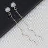 925 Sterling Silver Simple Geometric Wave Earrings With Cat's Eye Stone Elegant Fashion Ear Wire For Women