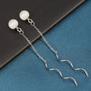 925 Sterling Silver Simple Geometric Wave Earrings With Cat's Eye Stone Elegant Fashion Ear Wire For Women