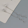 925 Sterling Silver Simple Geometric Wave Earrings With Cat's Eye Stone Elegant Fashion Ear Wire For Women