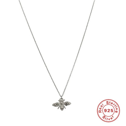 Sterling Silver Simple Style Bee Plating Pendant Necklace