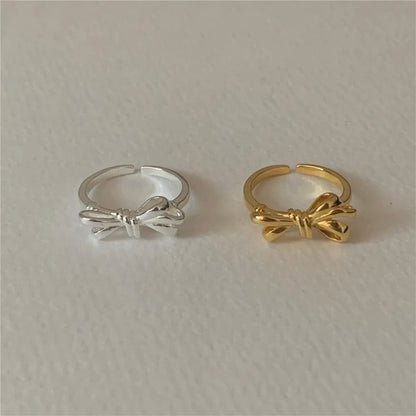 Sterling Silver Simple Style Bow Knot Open Rings