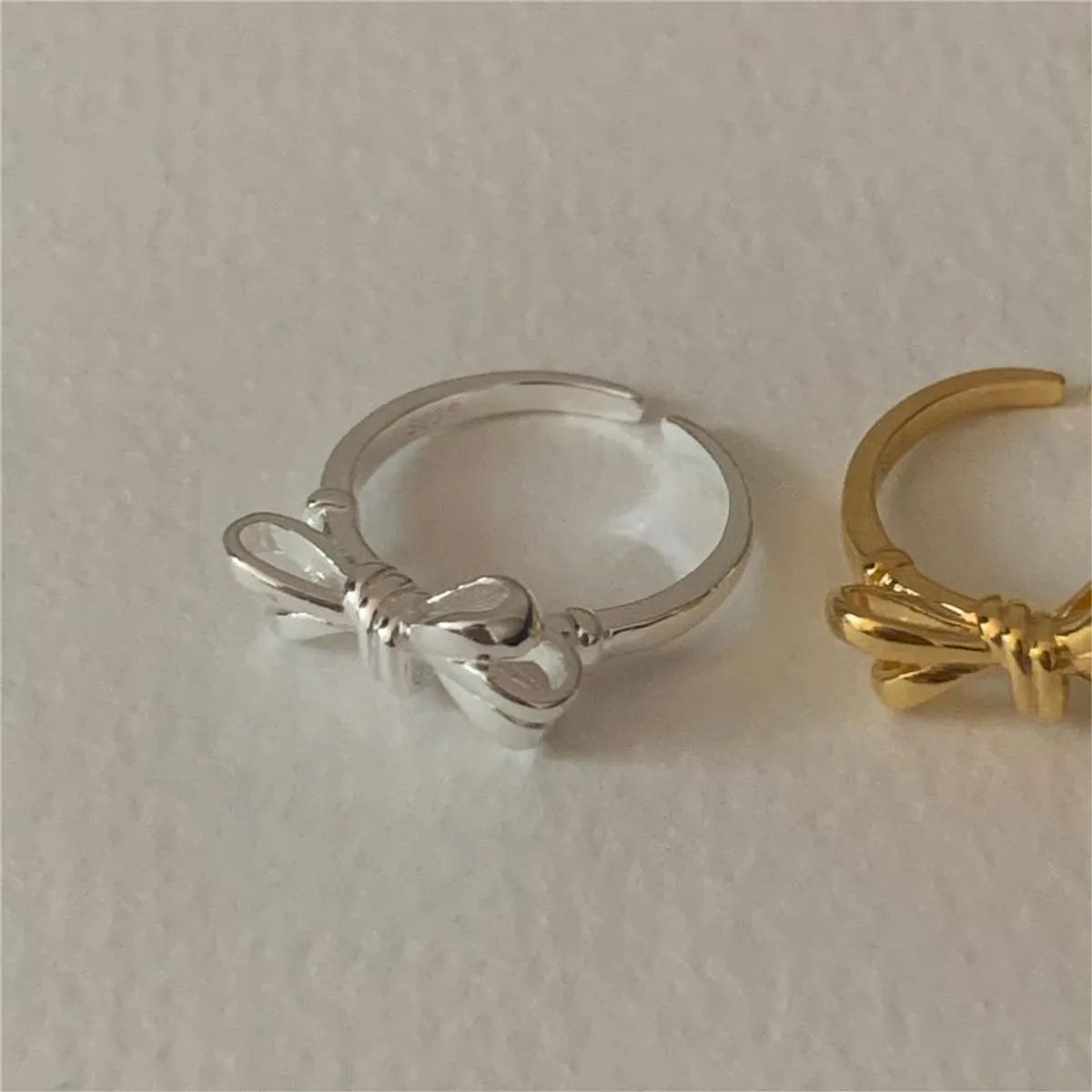 Sterling Silver Simple Style Bow Knot Open Rings