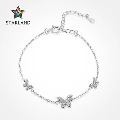 Sterling Silver Simple Style Butterfly Plating Bracelets