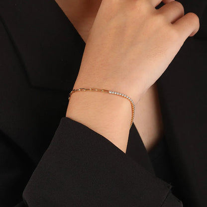 Sterling Silver Simple Style Classic Style Commute Plating Inlay Geometric Zircon Bracelets