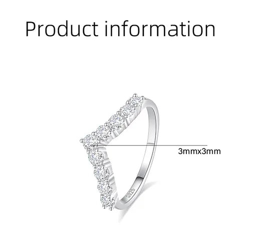 Sterling Silver Simple Style Classic Style Commute Plating Inlay V Shape Zircon Rings