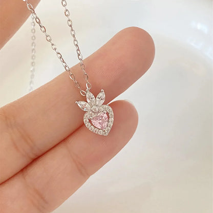 Sterling Silver Simple Style Classic Style Fruit Inlay Zircon Pendant Necklace