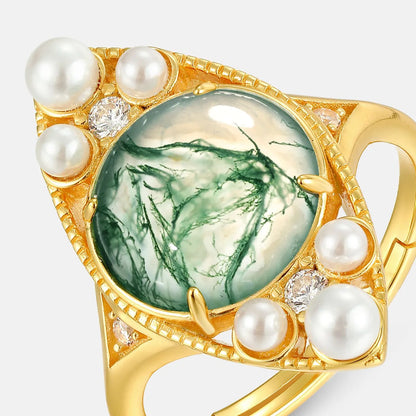 Sterling Silver Simple Style Classic Style Inlay Color Block Pearl Rings