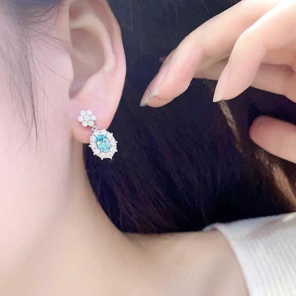 Sterling Silver Simple Style Classic Style Inlay Solid Color Lab-Grown Gemstone Drop Earrings