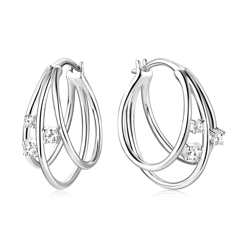 Sterling Silver Simple Style Classic Style Inlay Solid Color Moissanite Earrings