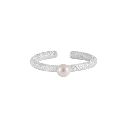 Sterling Silver Simple Style Classic Style Inlay Solid Color Pearl Open Rings