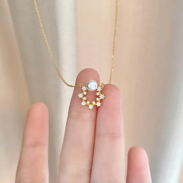 Sterling Silver Simple Style Classic Style Inlay Solid Color Zircon Pendant Necklace