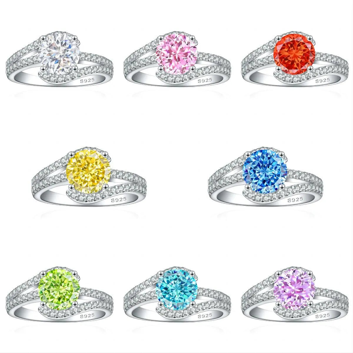 Sterling Silver Simple Style Classic Style Inlay Water Droplets High Carbon Diamond Rings