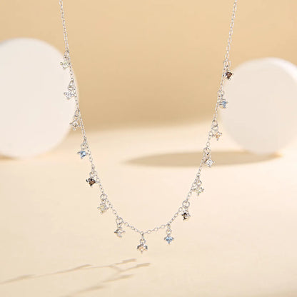 Sterling Silver Simple Style Classic Style Plating Inlay Solid Color Zircon Necklace