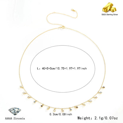 Sterling Silver Simple Style Classic Style Plating Inlay Solid Color Zircon Necklace