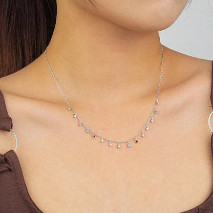 Sterling Silver Simple Style Classic Style Plating Inlay Solid Color Zircon Necklace