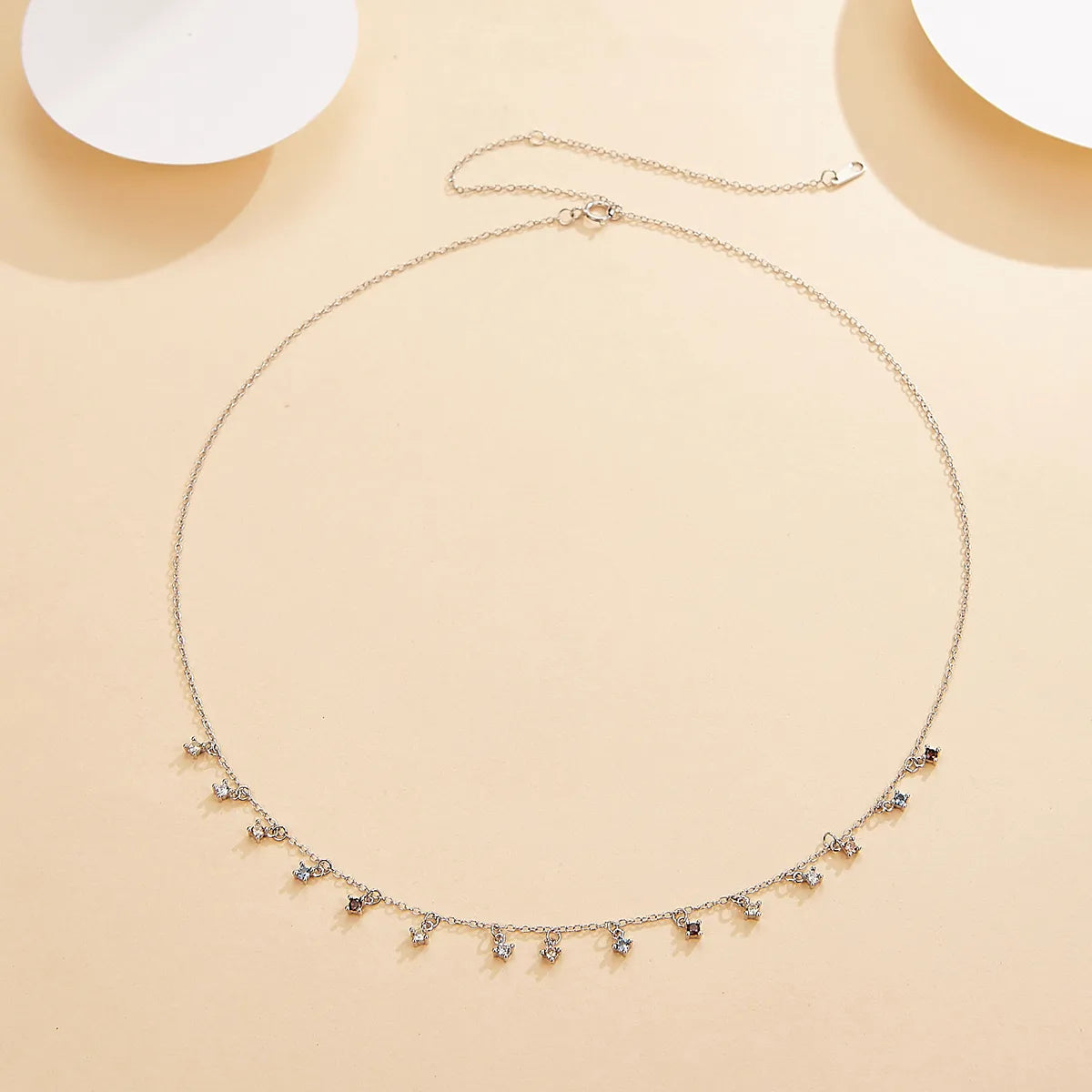 Sterling Silver Simple Style Classic Style Plating Inlay Solid Color Zircon Necklace