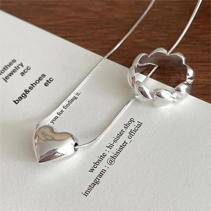 Sterling Silver Simple Style Classic Style Polishing Heart Shape Pendant Necklace