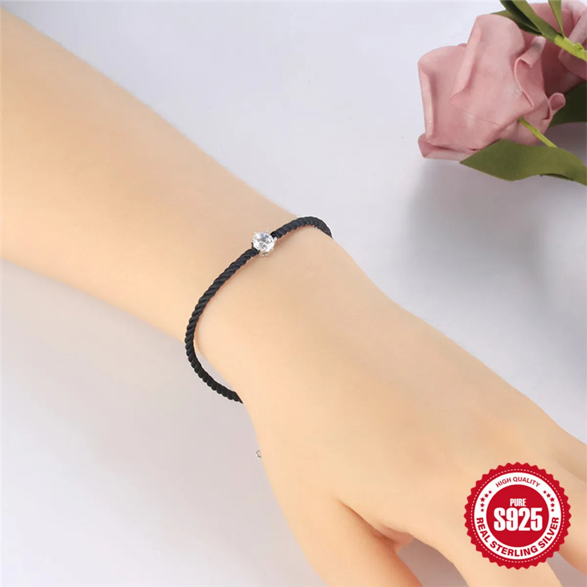 Sterling Silver Simple Style Geometric Flower Plating Bracelets