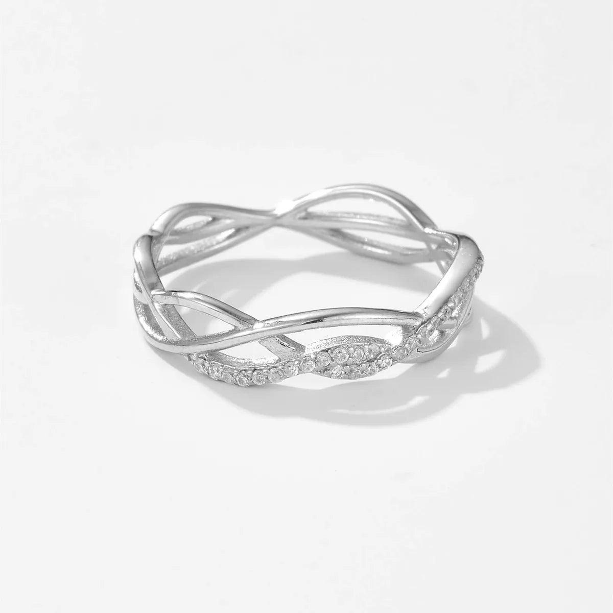 Sterling Silver Simple Style Geometric Plating Inlay Zircon Rings