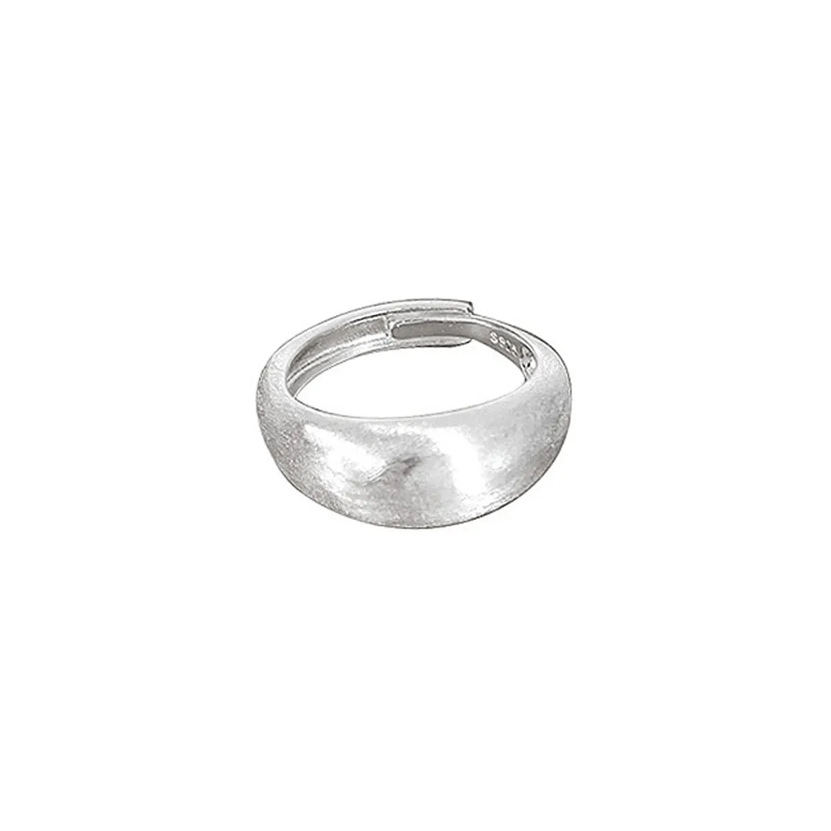 Sterling Silver Simple Style Geometric Polishing Adjustable Ring