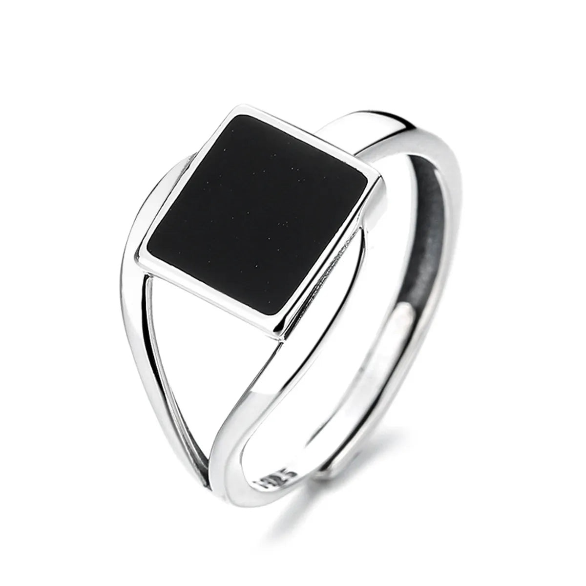 Sterling Silver Simple Style Geometric Square Open Rings