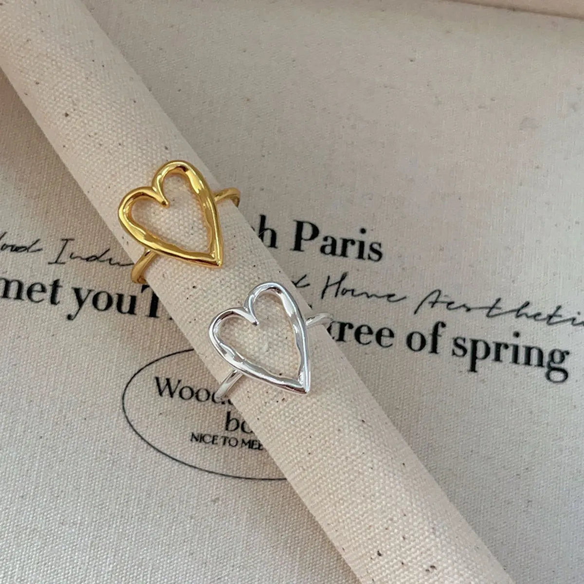 Sterling Silver Simple Style Heart Shape Open Rings