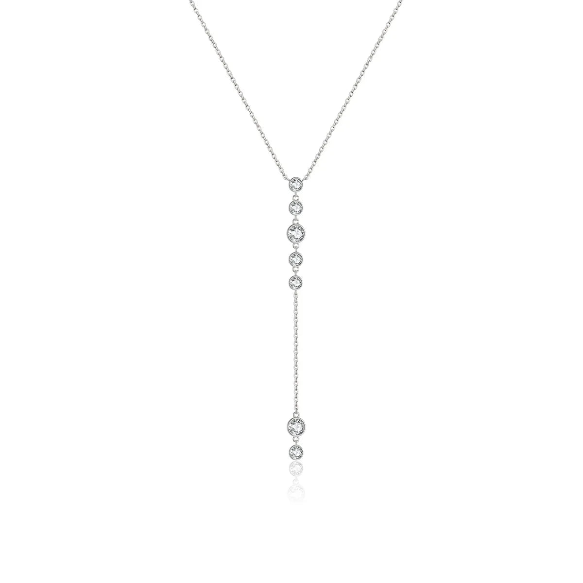 Sterling Silver Simple Style Inlay Round Zircon Pendant Necklace