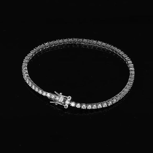 Sterling Silver Simple Style Inlay Solid Color Moissanite Bracelets