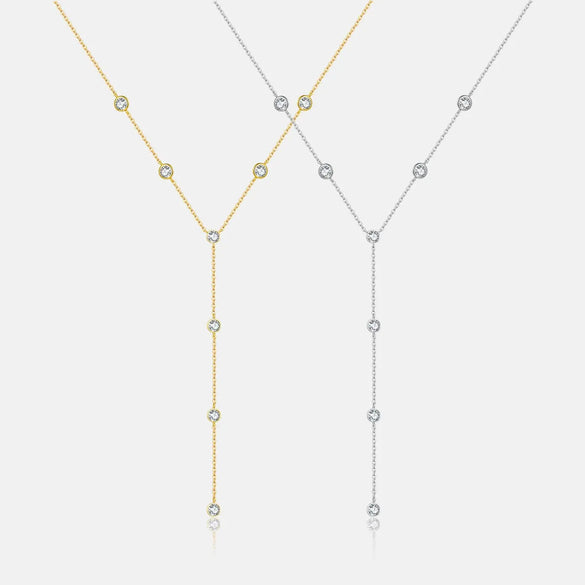 Sterling Silver Simple Style Inlay Solid Color Rhinestones Pendant Necklace