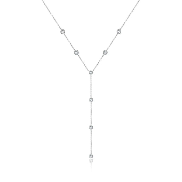 Sterling Silver Simple Style Inlay Solid Color Rhinestones Pendant Necklace