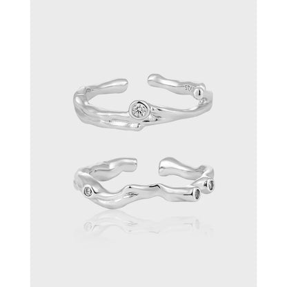 Sterling Silver Simple Style Irregular Plating Open Rings