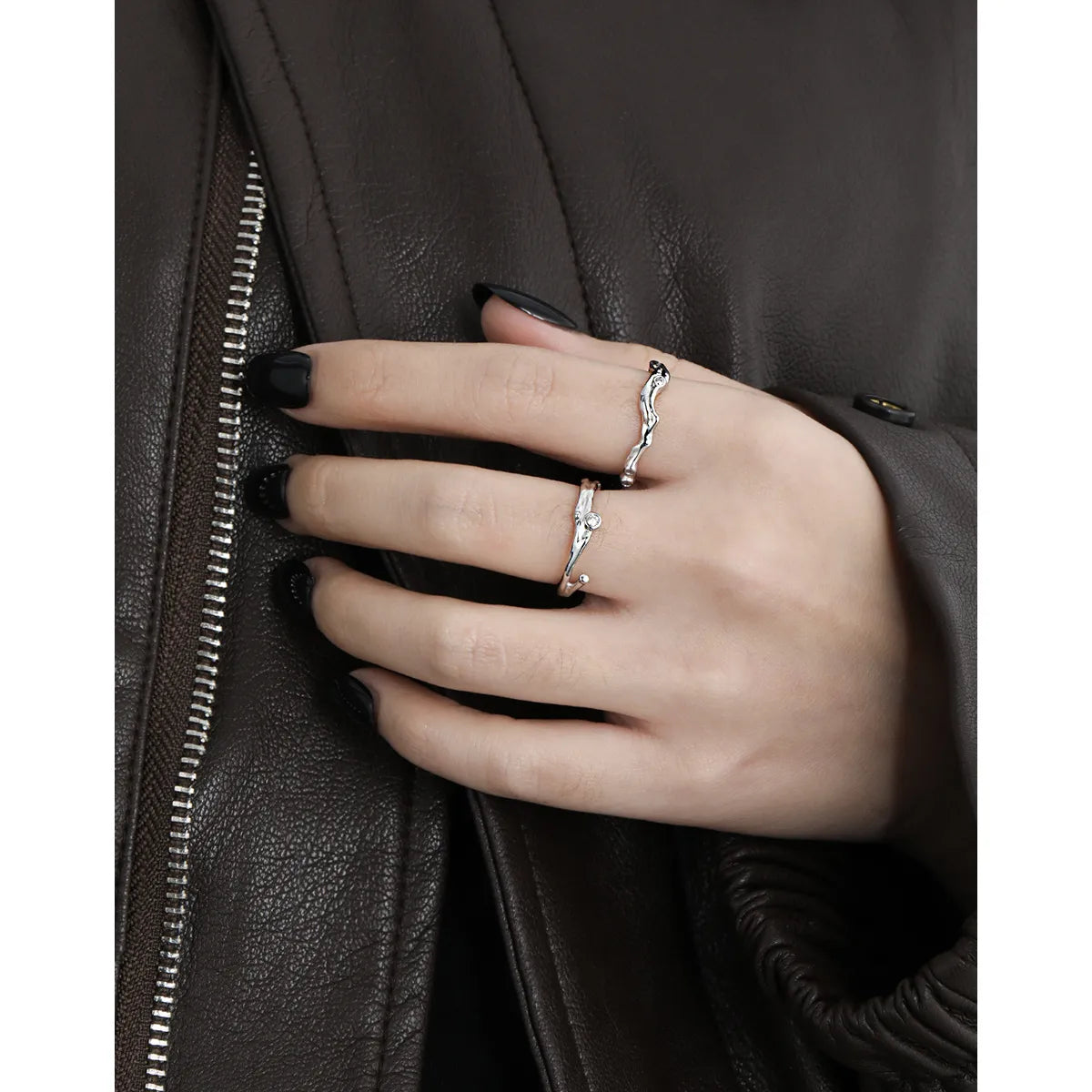 Sterling Silver Simple Style Irregular Plating Open Rings