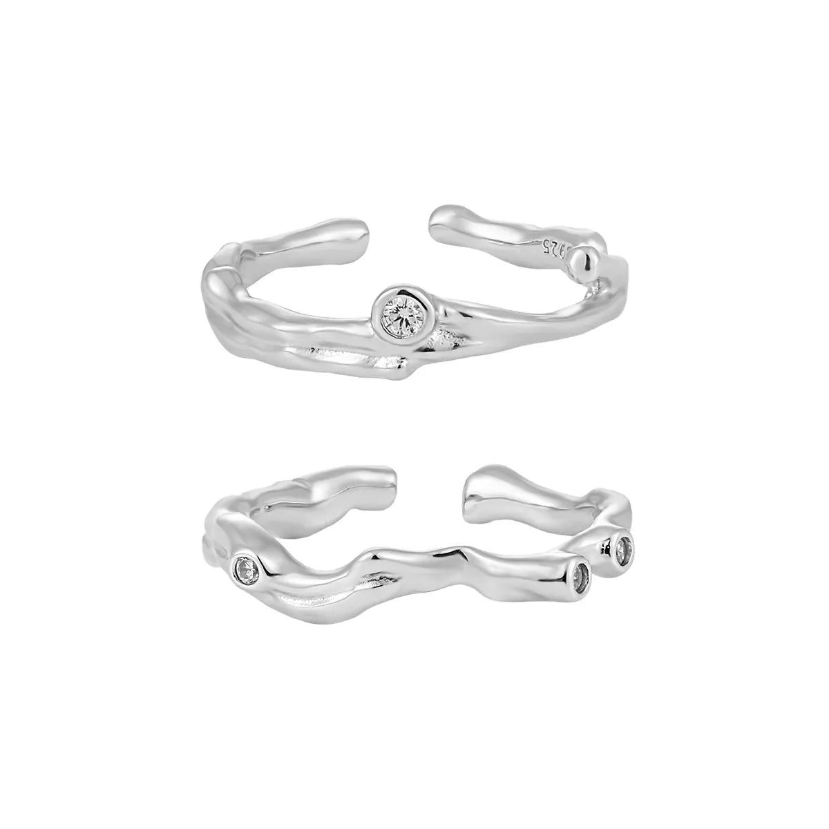 Sterling Silver Simple Style Irregular Plating Open Rings