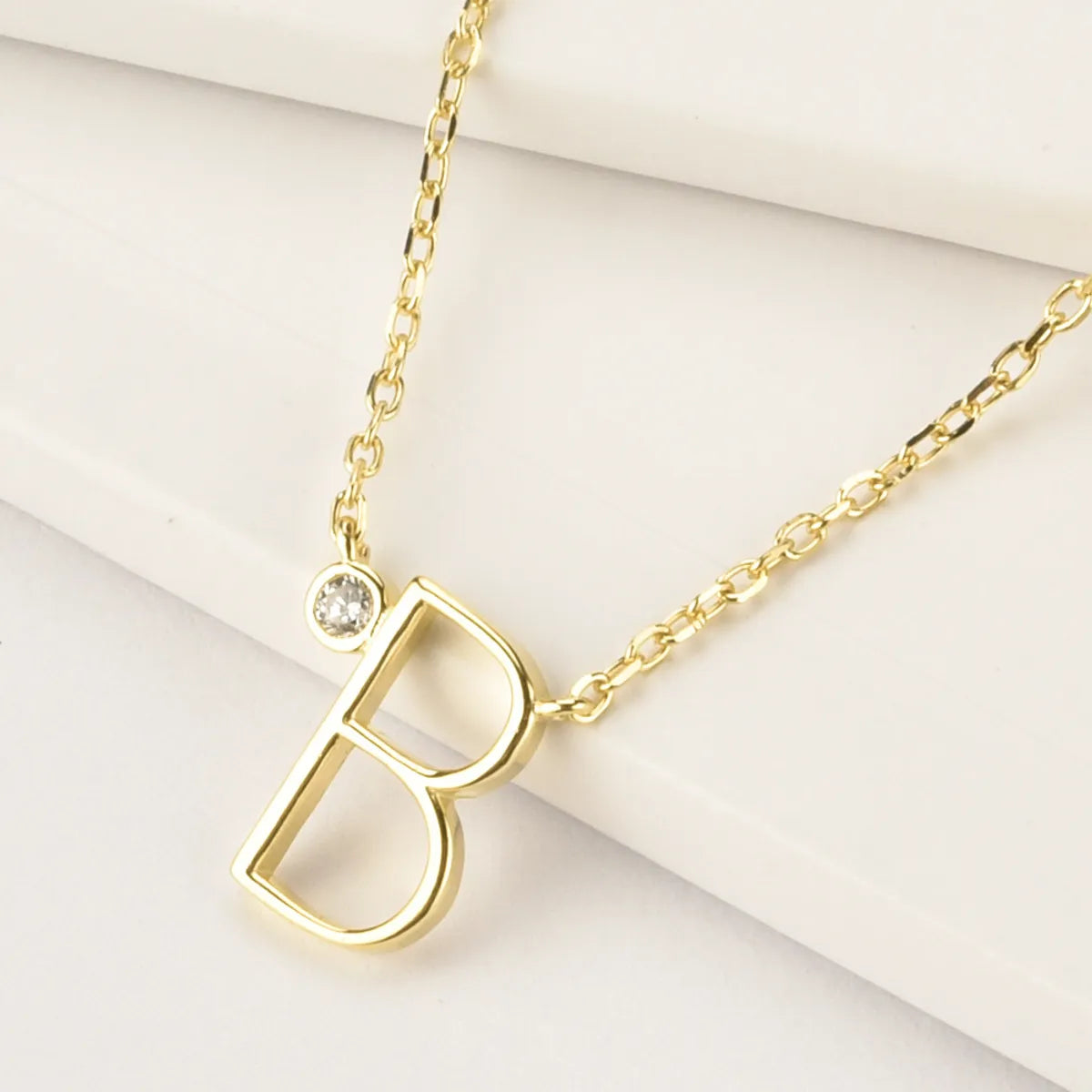 Sterling Silver Simple Style Letter Pendant Necklace