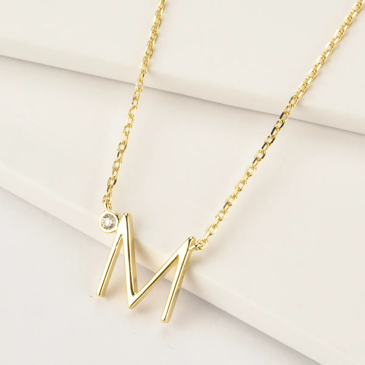 Sterling Silver Simple Style Letter Pendant Necklace