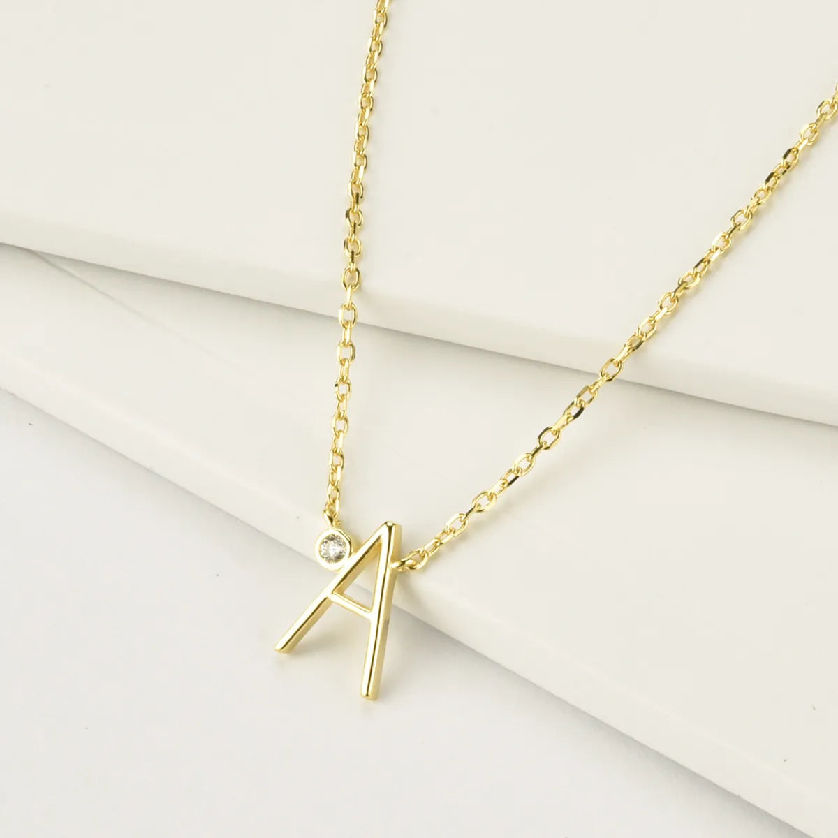 Sterling Silver Simple Style Letter Pendant Necklace