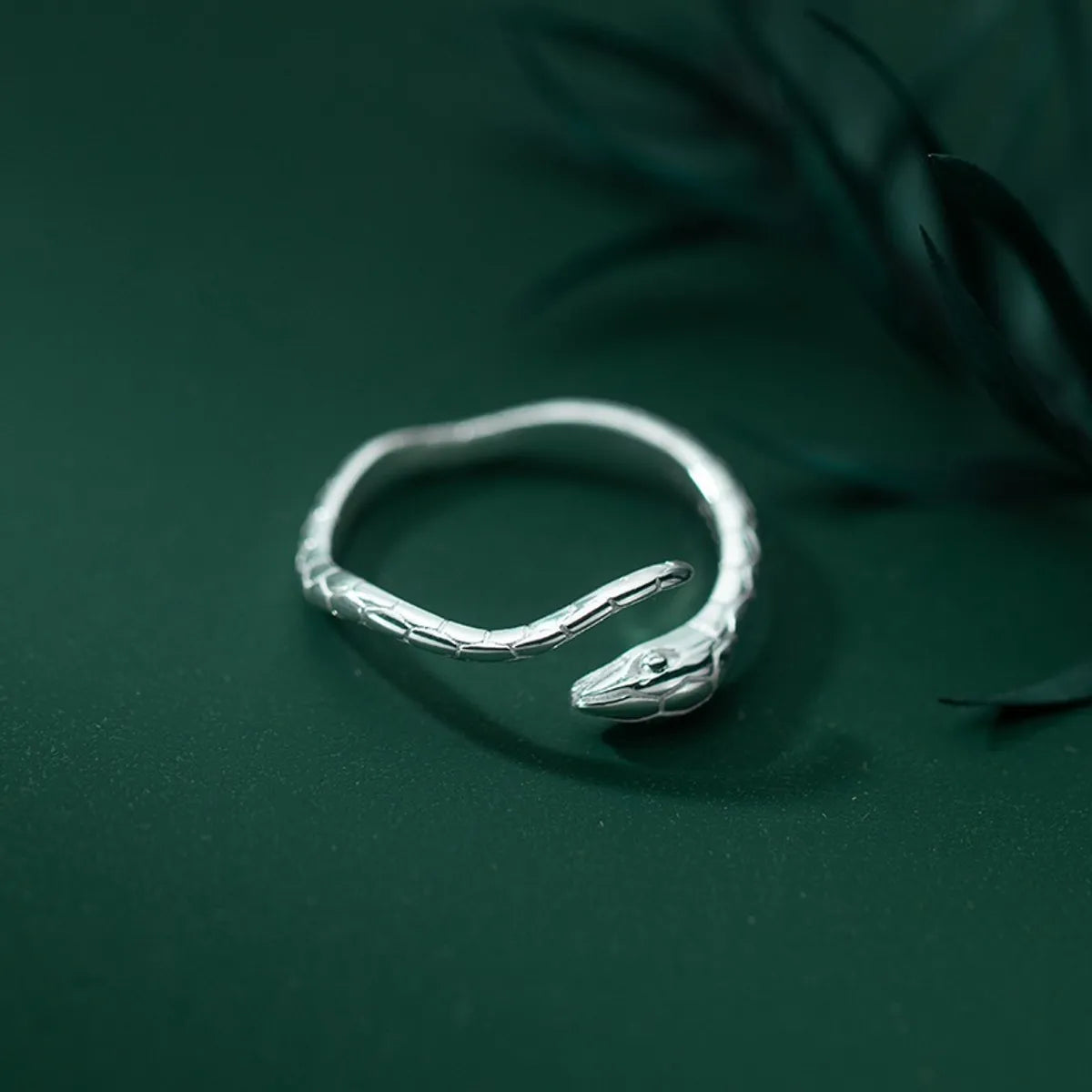 Sterling Silver Simple Style Snake Plating Open Rings