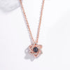 Sterling Silver Six Pointed Star Projection Necklace With Cross Chain Electroplated Pendant Love Message Design
