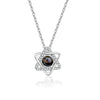 Sterling Silver Six Pointed Star Projection Necklace With Cross Chain Electroplated Pendant Love Message Design