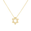 Sterling Silver Sixpointed Star Geometric Symbol Pendant Necklace With Microinlaid Zircon And Cross Chain For Women