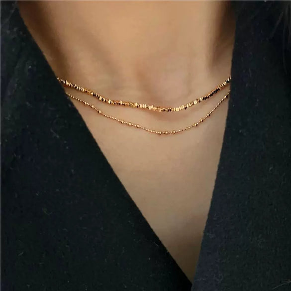 925 Sterling Silver Small Round Bead Geometric Necklace