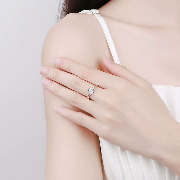 925 Sterling Silver Snowflake Moissanite Open Adjustable Ring For Women Geometric Electroplated Three Claw Wedding Gift Jewelry