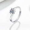 925 Sterling Silver Snowflake Moissanite Open Adjustable Ring For Women Geometric Electroplated Three Claw Wedding Gift Jewelry