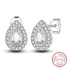 925 Sterling Silver Square Sea Blue Sparkling Gemstone Earrings Electroplated Jewelry For Women