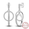 925 Sterling Silver Square Sea Blue Sparkling Gemstone Earrings Electroplated Jewelry For Women