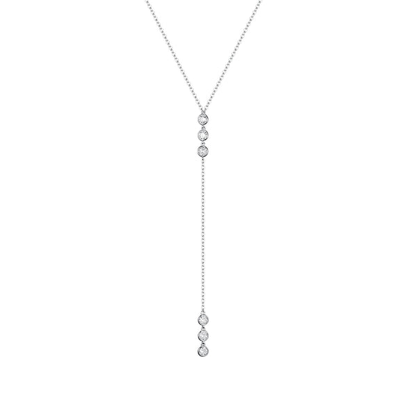 925 Sterling Silver Stacked Zircon Necklace Geometric Style High End Jewelry