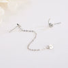 Sterling Silver Star And Moon Double Piercing Linked Tassel Earrings With Electroplated Finish For Women